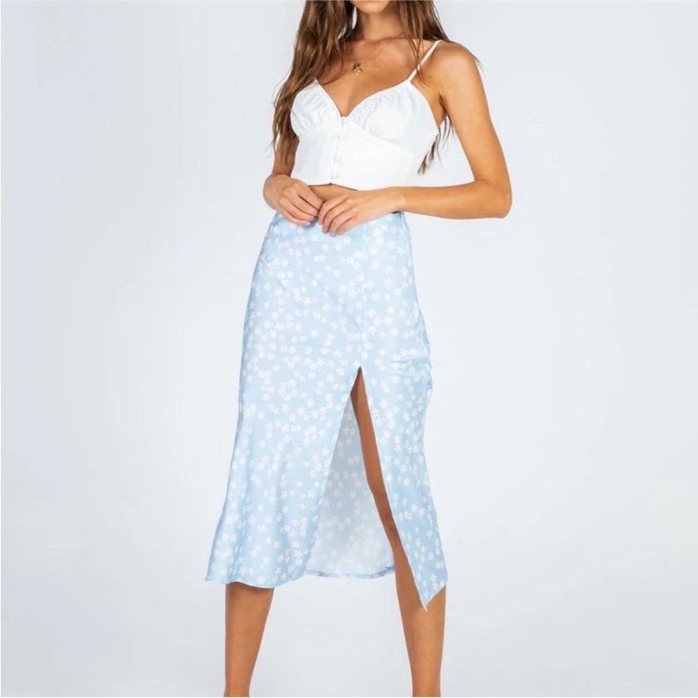 Princess Polly Floral Blue Midi Skirt